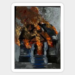 burning house Sticker
